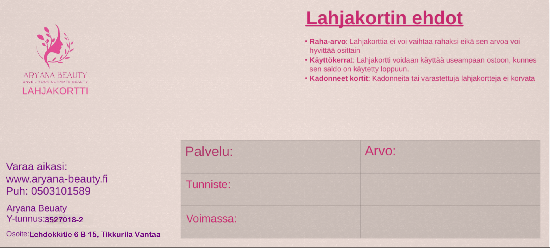 Lahjakortti taka